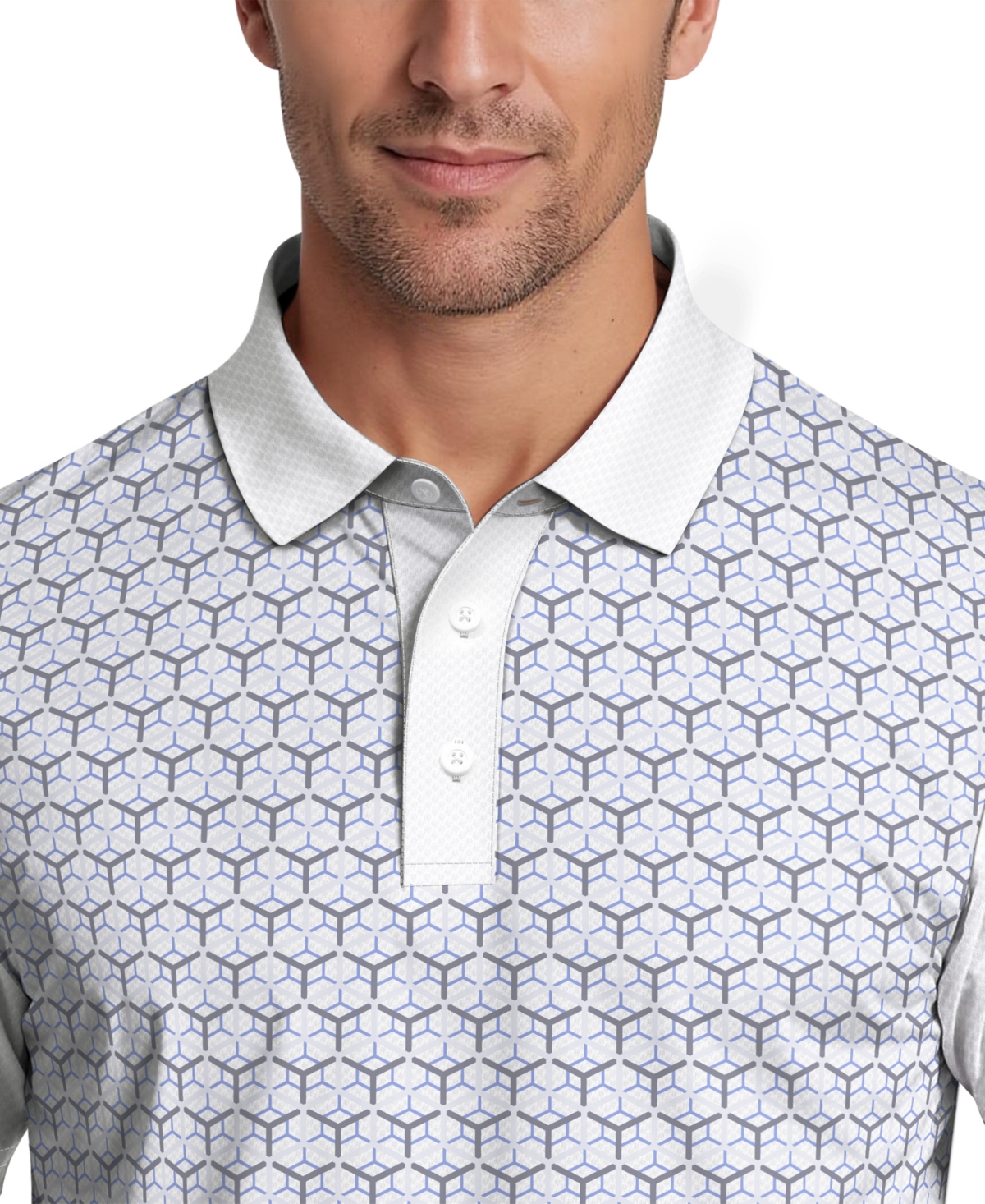 Pga Tour Men's Technical Linear Color Block Short-Sleeve Polo Shirt