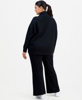 Inc International Concepts Plus Size Scuba High Neck Tunic Flare Leg Pants Macys Exclusive In Blue