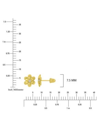14K Yellow Gold Flower Screw Back Stud Earrings