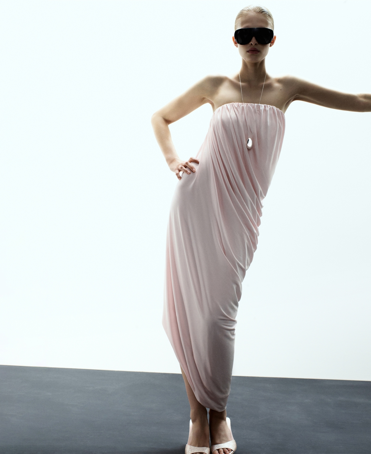 Mango Women's Asymmetrical Strapless Ruched Dress