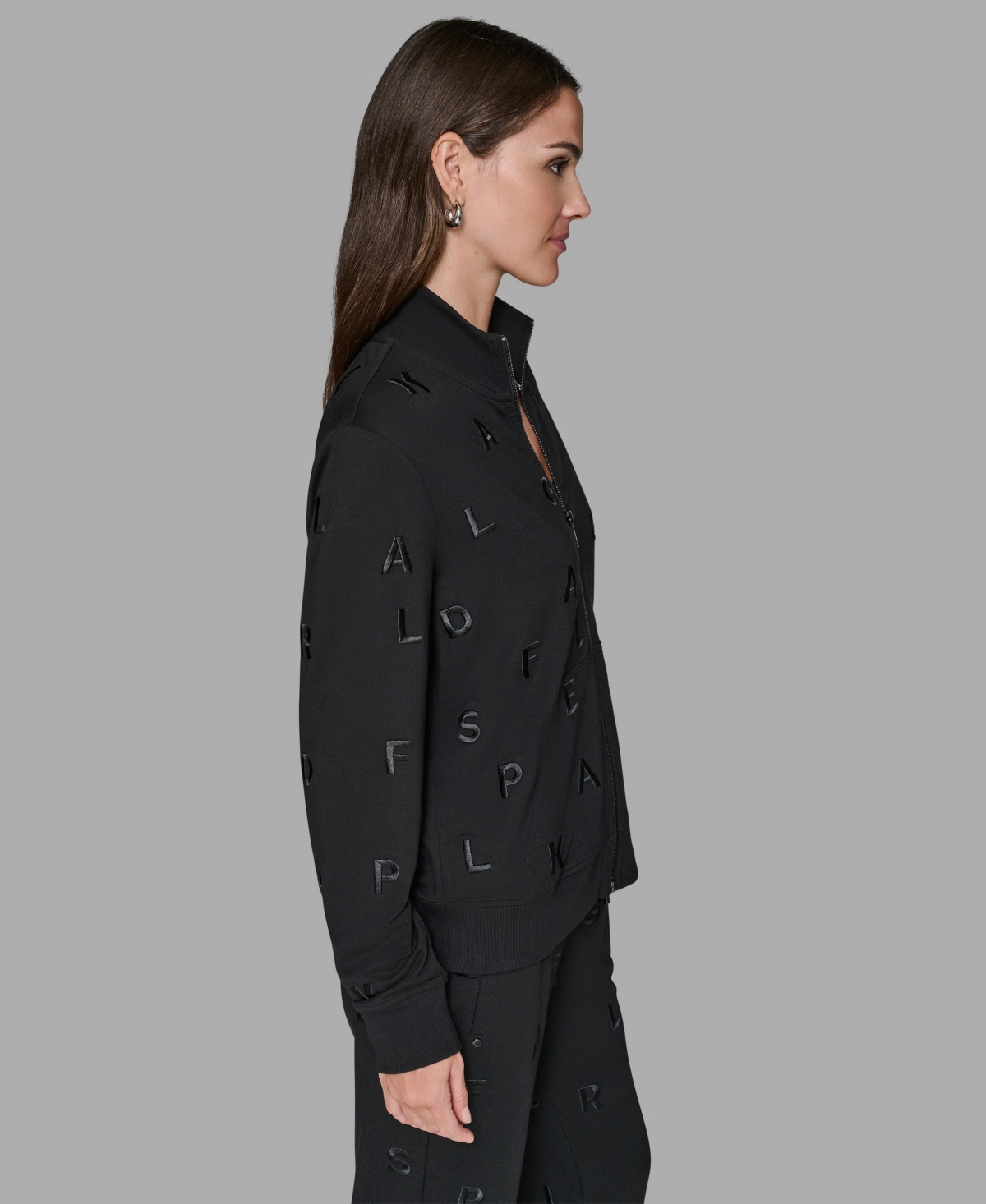 Karl Lagerfeld Women's Logo Detail Long Sleeve Jacket In Black