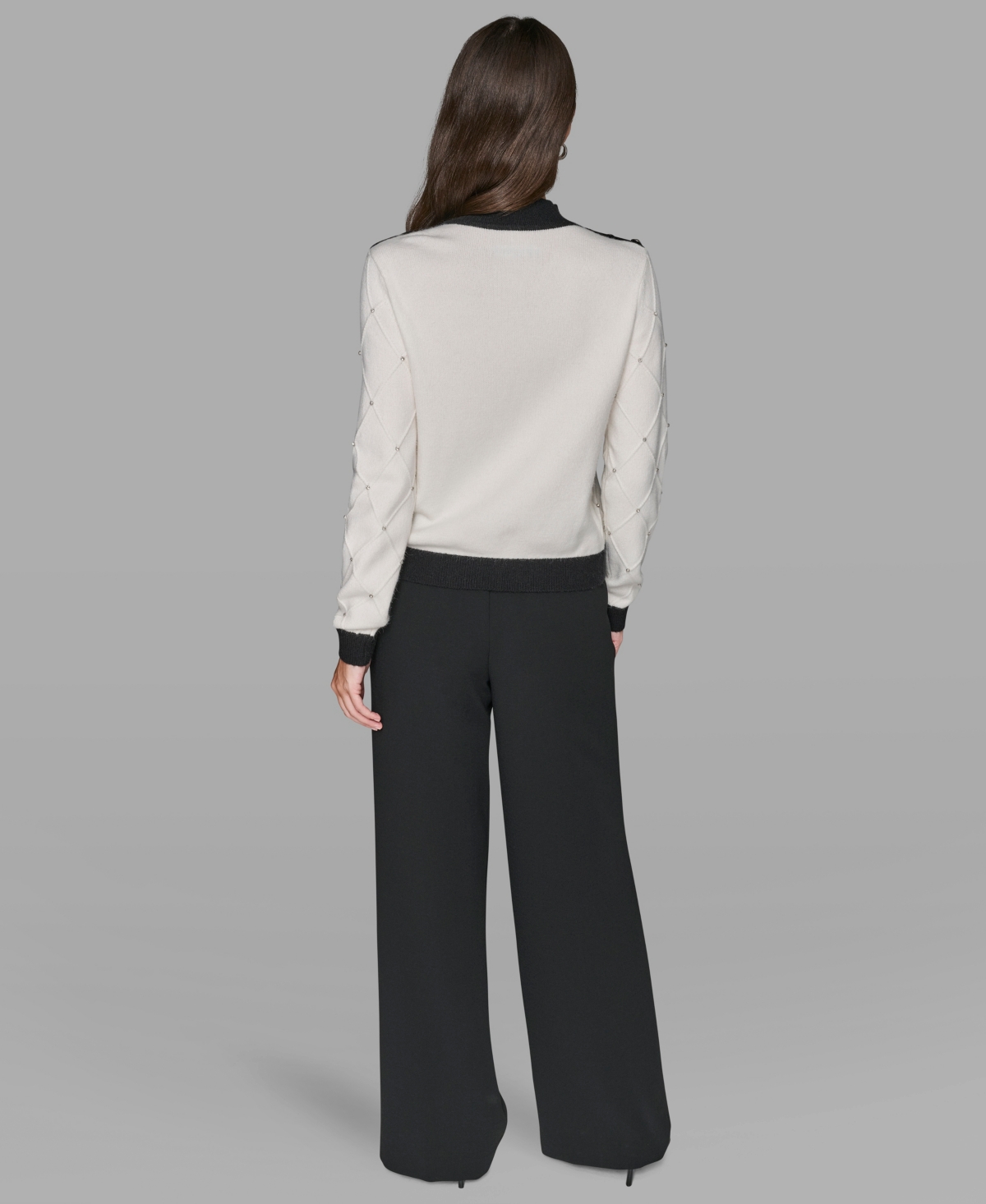 Karl Lagerfeld Women's Mock Neck Long Sleeve Sweater In White