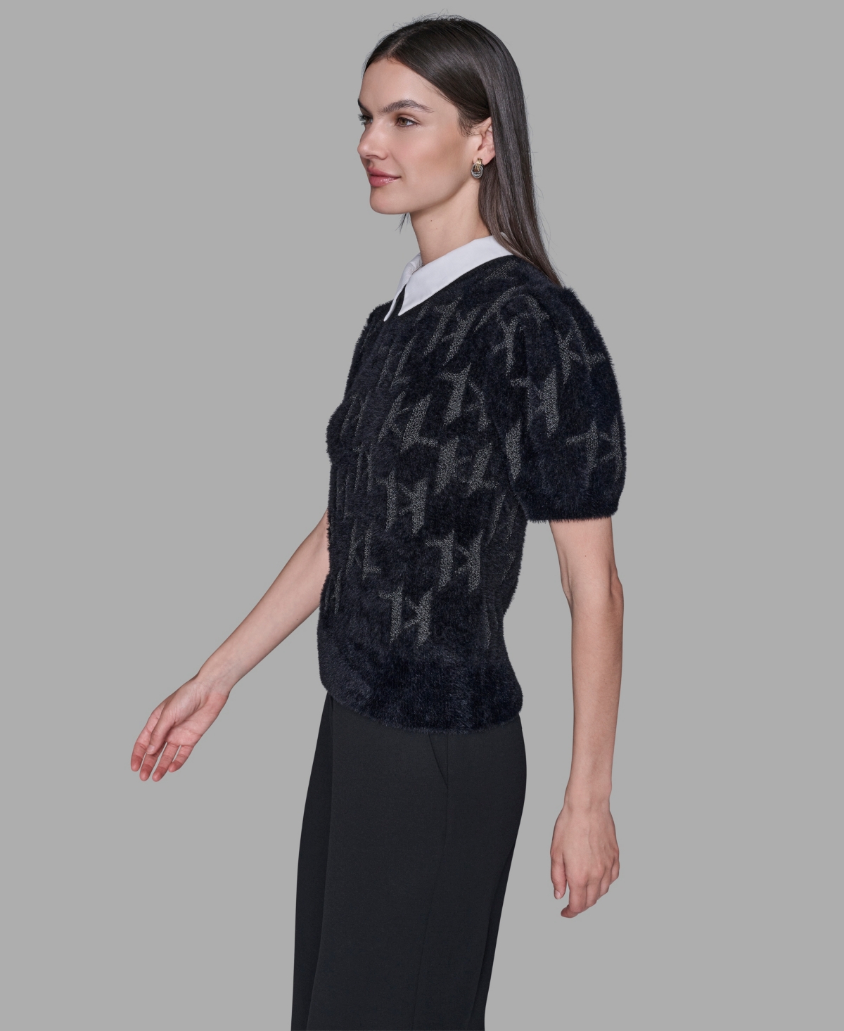 Karl Lagerfeld Women's Short-sleeve Knit Top In Black