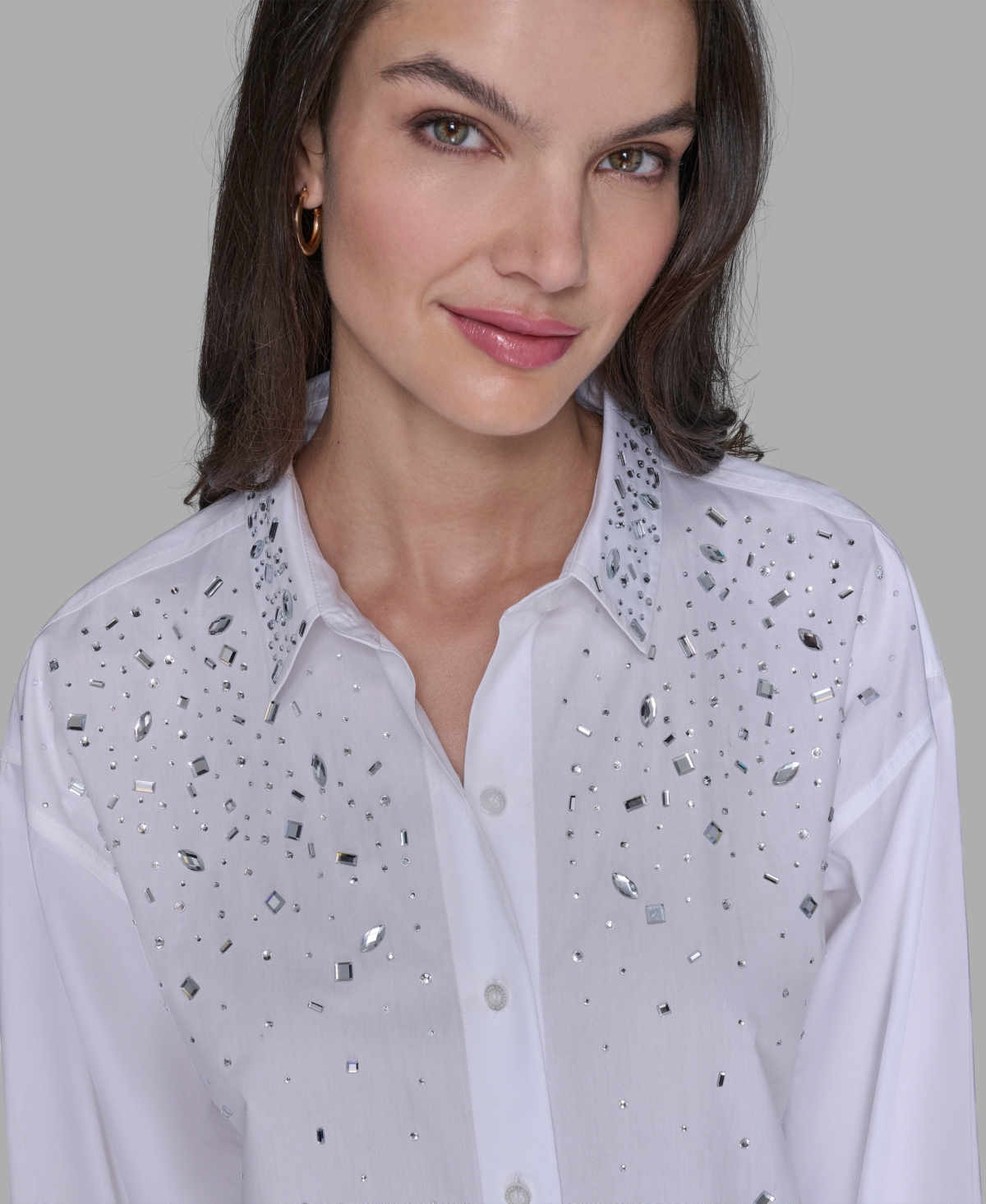 Karl Lagerfeld Paris Women's Hot Fix Poplin Top