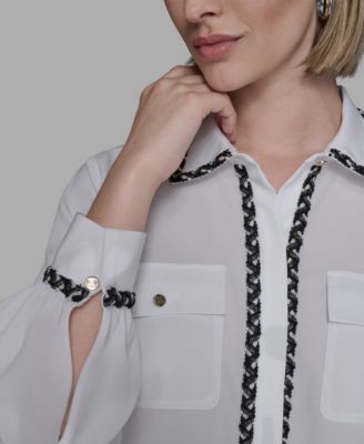 Women's Tweed Collar Top