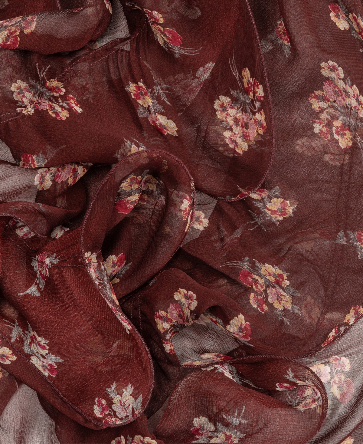 Ralph Lauren Fall Floral Boa Ruffle Scarf In Brown