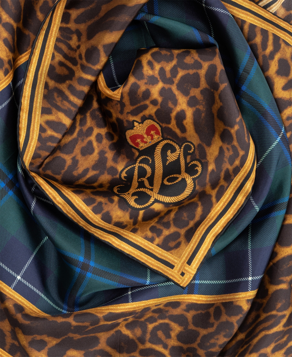 Lauren Ralph Holiday Plaid Animal Print Scarf