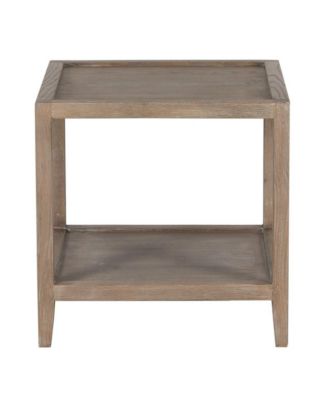 Lowell Solid White Oak Wood End Table, Brown