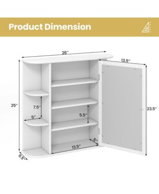Bathroom Wall Cabinet w/ Mirror Modern Medicine Cabinet w/ Mirrored Door