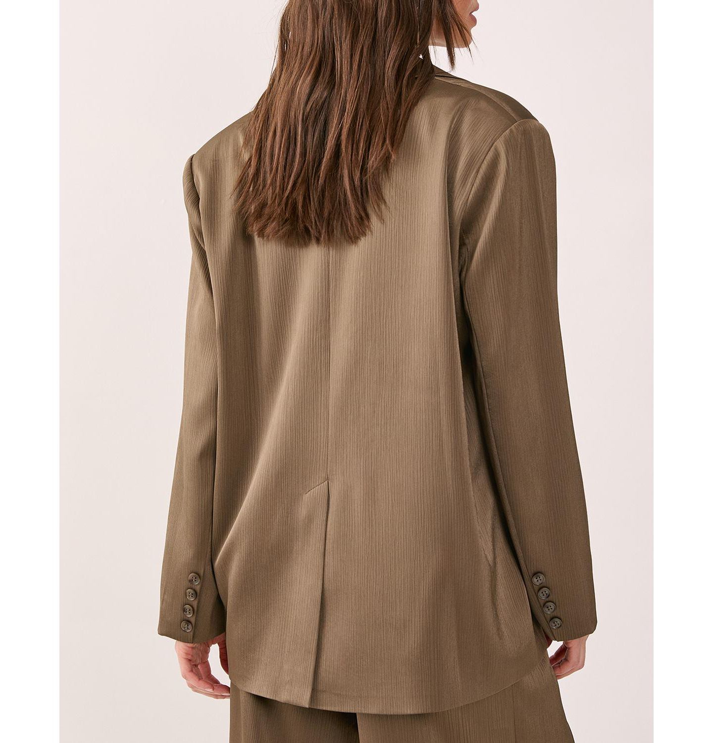Женский пиджак Nasty Gal Satin Pleated Oversized Blazer, цвет: Оливковый — фото 8