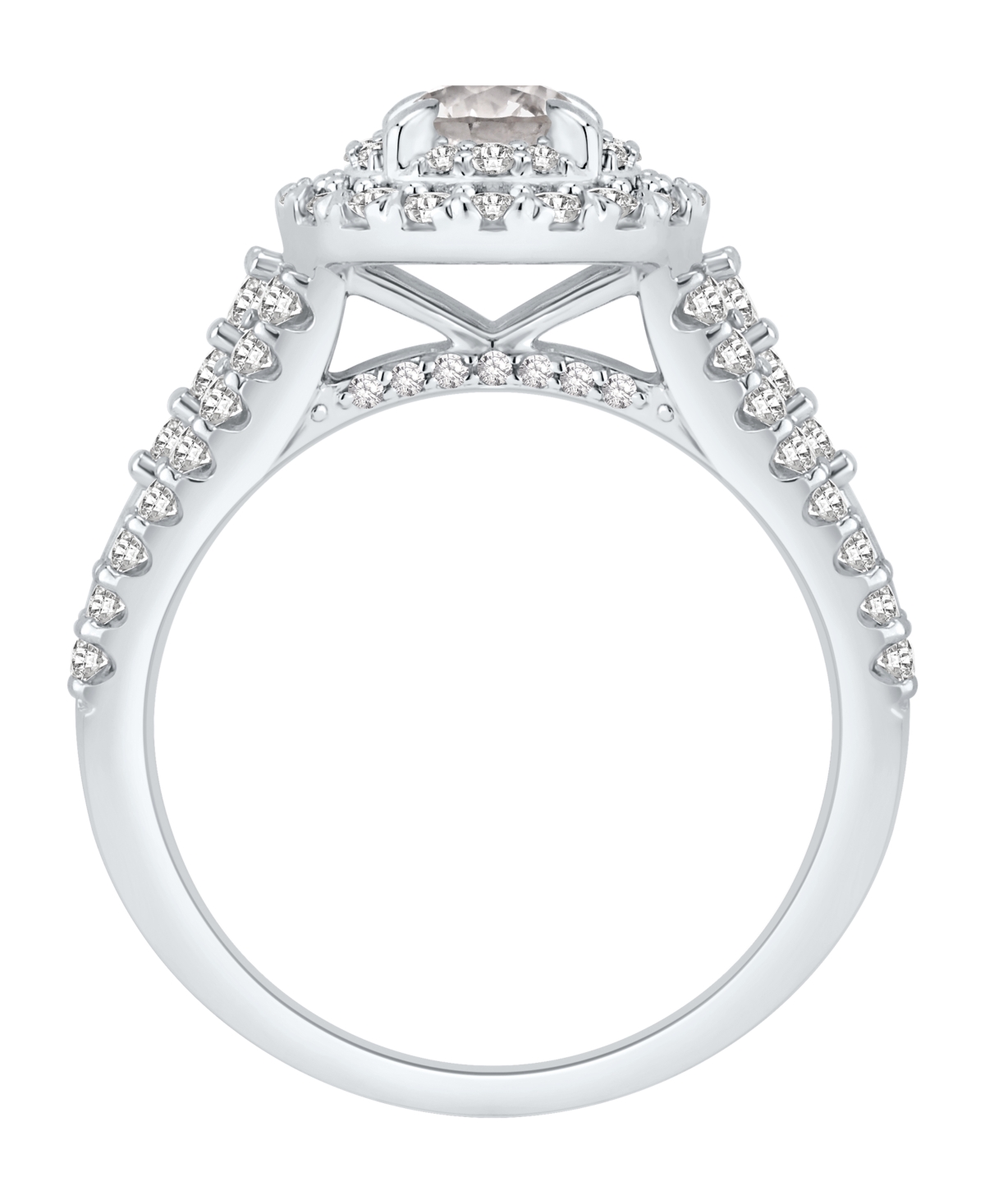 Macy's Diamond Double Halo Engagement Ring (1-1/4 Ct. T.w.) In 14k White Gold In Silver