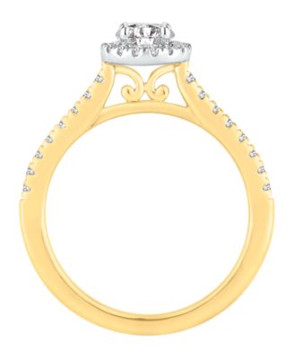Diamond Halo Bridal Set (1 ct. t.w.) in 18k Two-Tone Gold