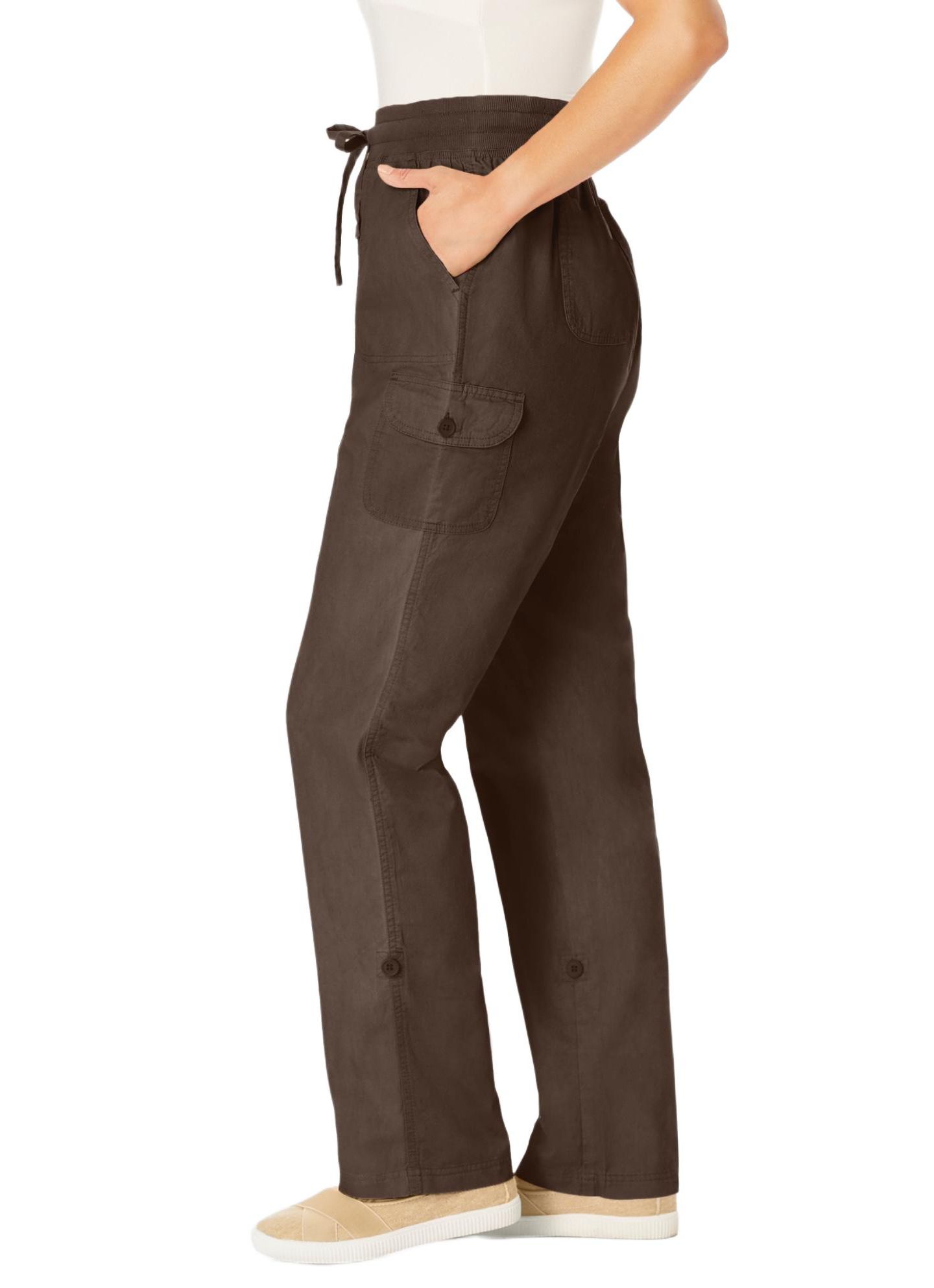 Женские брюки Woman Within Within 2 in 1 Convertible Cargo Pant to Capri, цвет: Шоколадный — фото 3