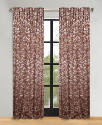 Leaves Modern Bohemian Back Tab Blackout Curtain Set, 52"x 96"