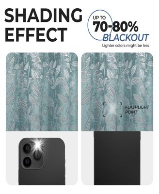 Leaves Modern Bohemian Back Tab Blackout Curtain Set, 52"x 96"