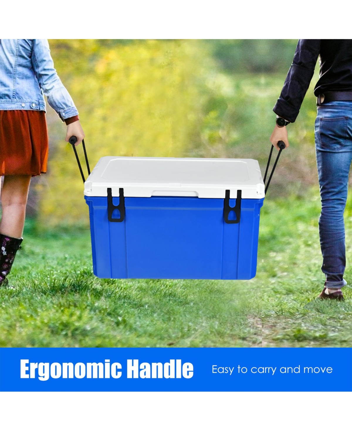 Sugift 58 Quart Leak-Proof Portable Cooler Ice Box for Camping-Blue