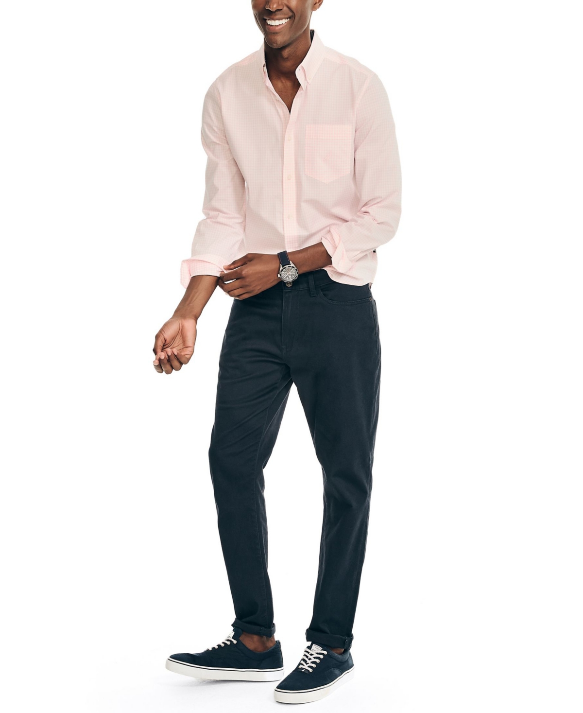 Nautica Men's Classic-fit Gingham Plaid Button-down Shirt In Pink
