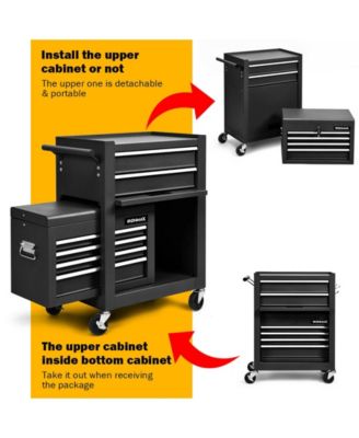 6-Drawer Tool Chest with Heightening Cabinet-Black