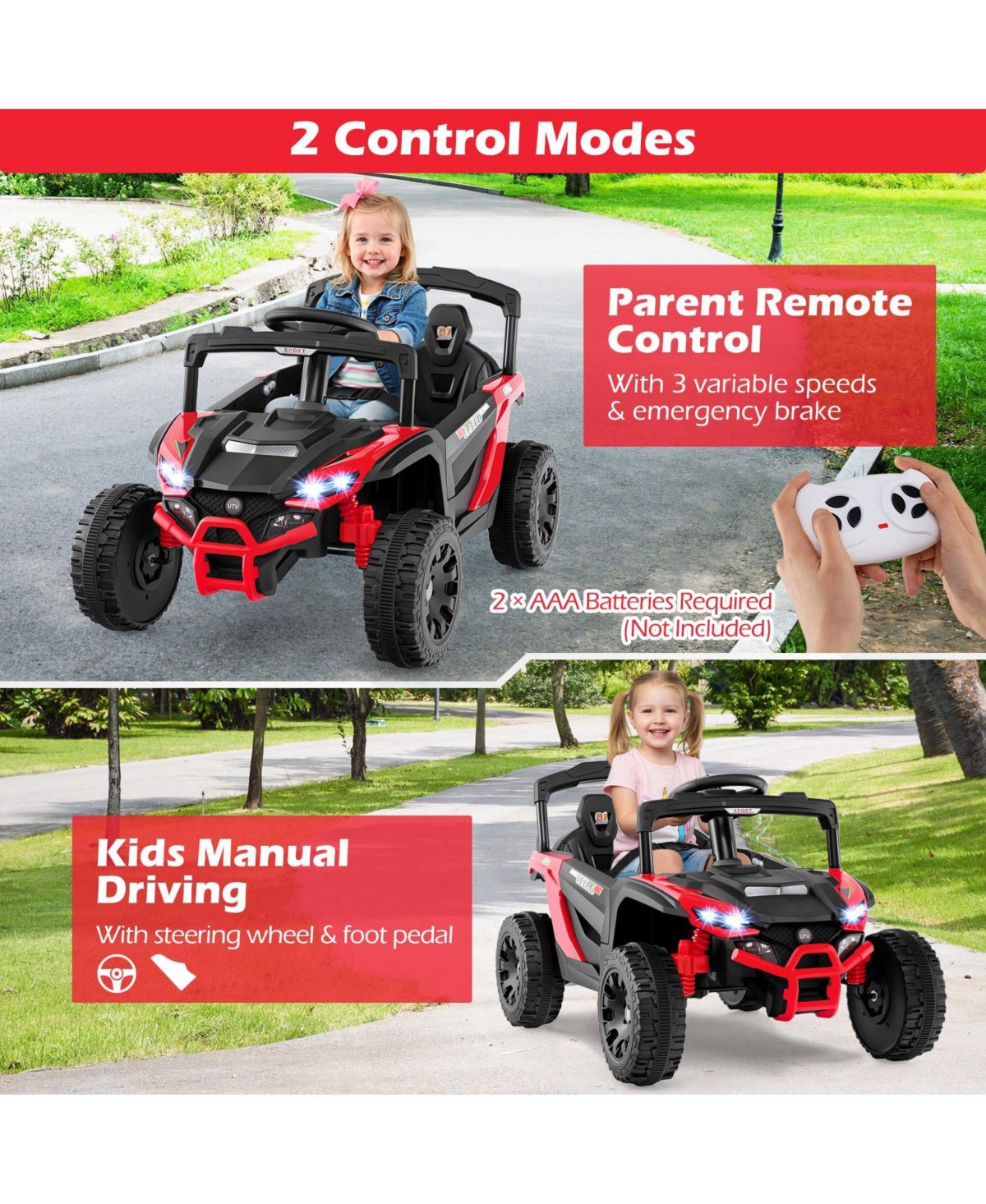 Mecale 12V Kids Ride-On Car Utv Electric Vehicle