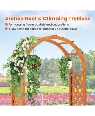 Raised Garden Bed Wooden Elevated Planter Box with Lattice Trellis & Ached Roof