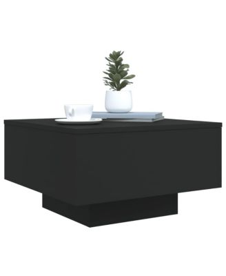 Coffee Table Black Engineered Wood 21.7 in square Lights