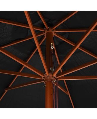 Garden Parasol with Wooden Pole 137.8" Black