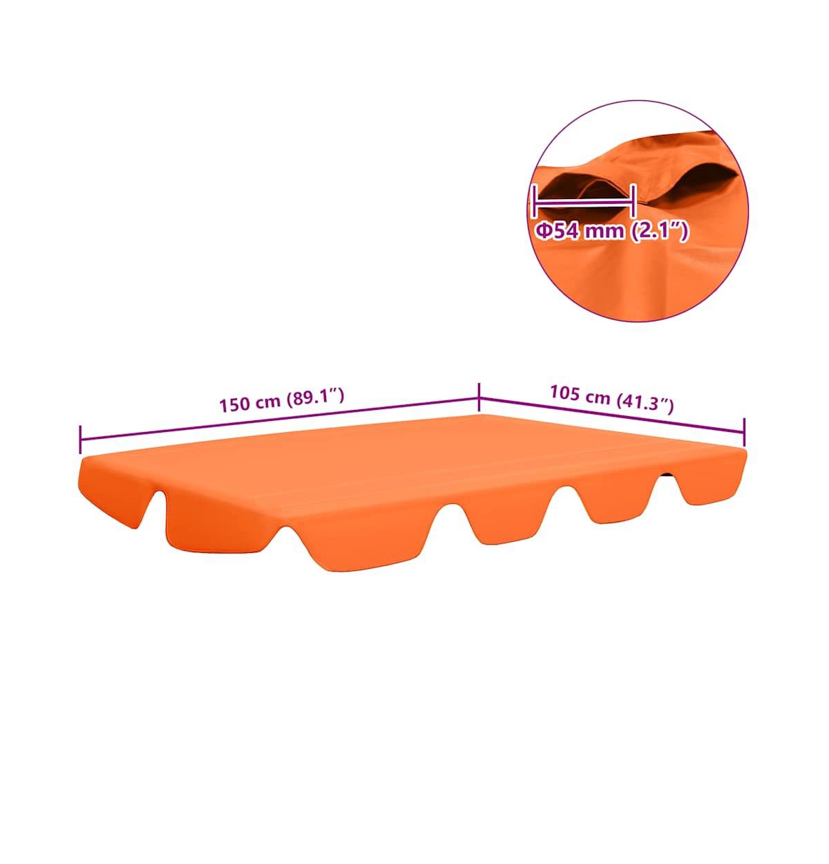 vidaXL Replacement Canopy for Garden Swing Orange 59.1"/51.2"x41.3"/27.6"