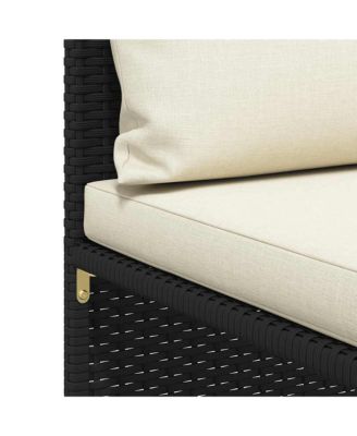 2-Seater Patio Sofa with Cushions Black Poly Rattan