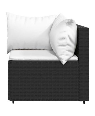 Patio Lounge Set Black PE rattan Medium Adjustable Feet