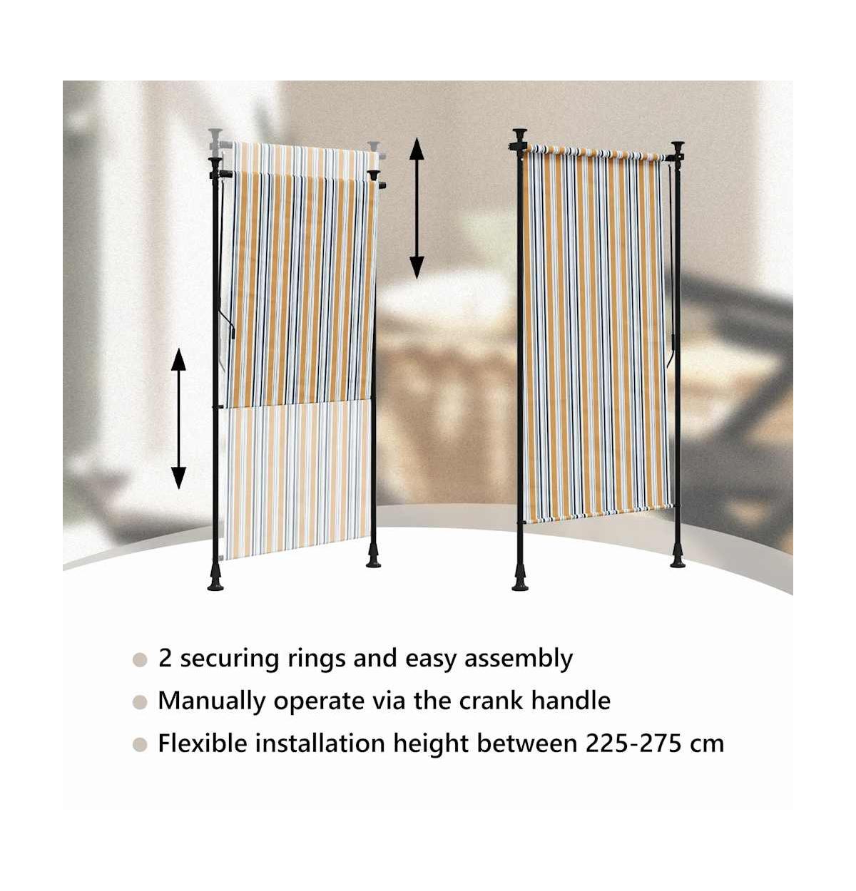 Outdoor Roller Blind Yellow and White 39.4"x106.3" Fabric&Steel