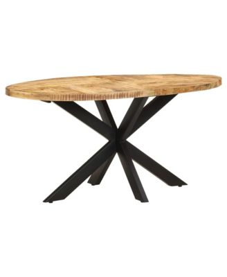 Dining Table Rough Mango Wood Powder-Coated Steel