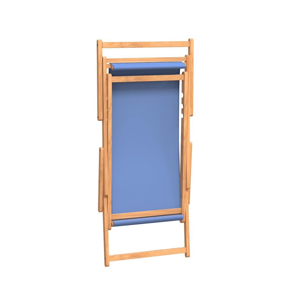 Folding Beach Chair Solid Wood Teak Blue