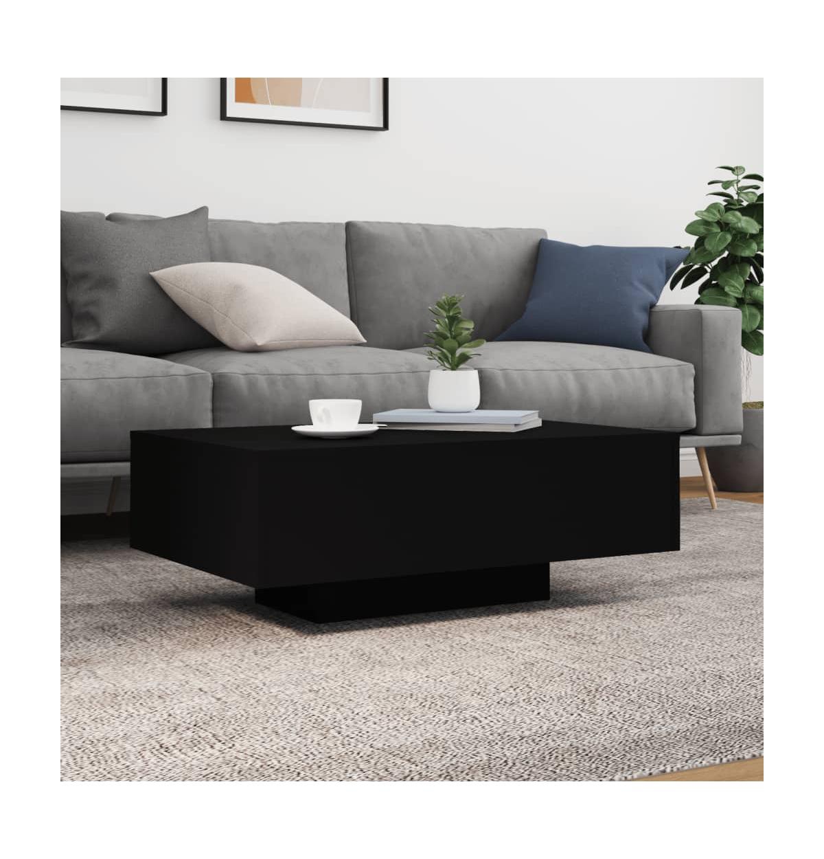 vidaXL Coffee Table with Led Lights Black 33.5"x21.7"x12.2"