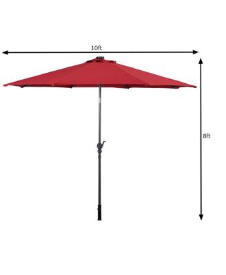 10ft Patio Solar Umbrella LED Patio Market Steel Tilt W
