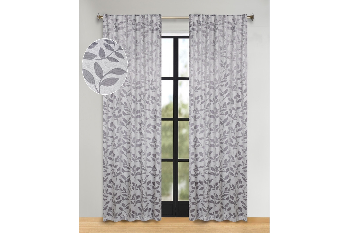 Superior Leaves Modern Bohemian Back Tab Blackout Curtain Set
