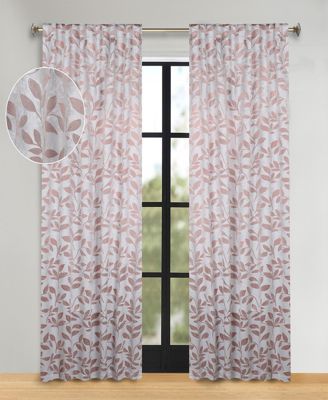 Washable Leaves Room Darkening Back Tab Curtains