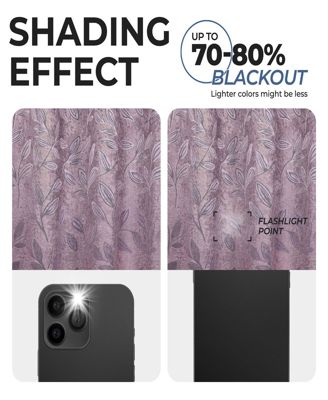 Leaves Modern Bohemian Back Tab Blackout Curtain Set, 52"x 108"