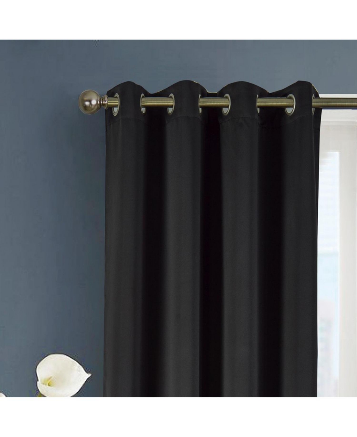 Olivia Gray Anchorage Blackout Single Grommet Curtain Panel Pair - 54"x63", Black