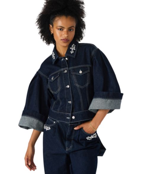 Женские куртки Steve Madden Dorothy Bejeweled 3/4-Sleeve Jacket