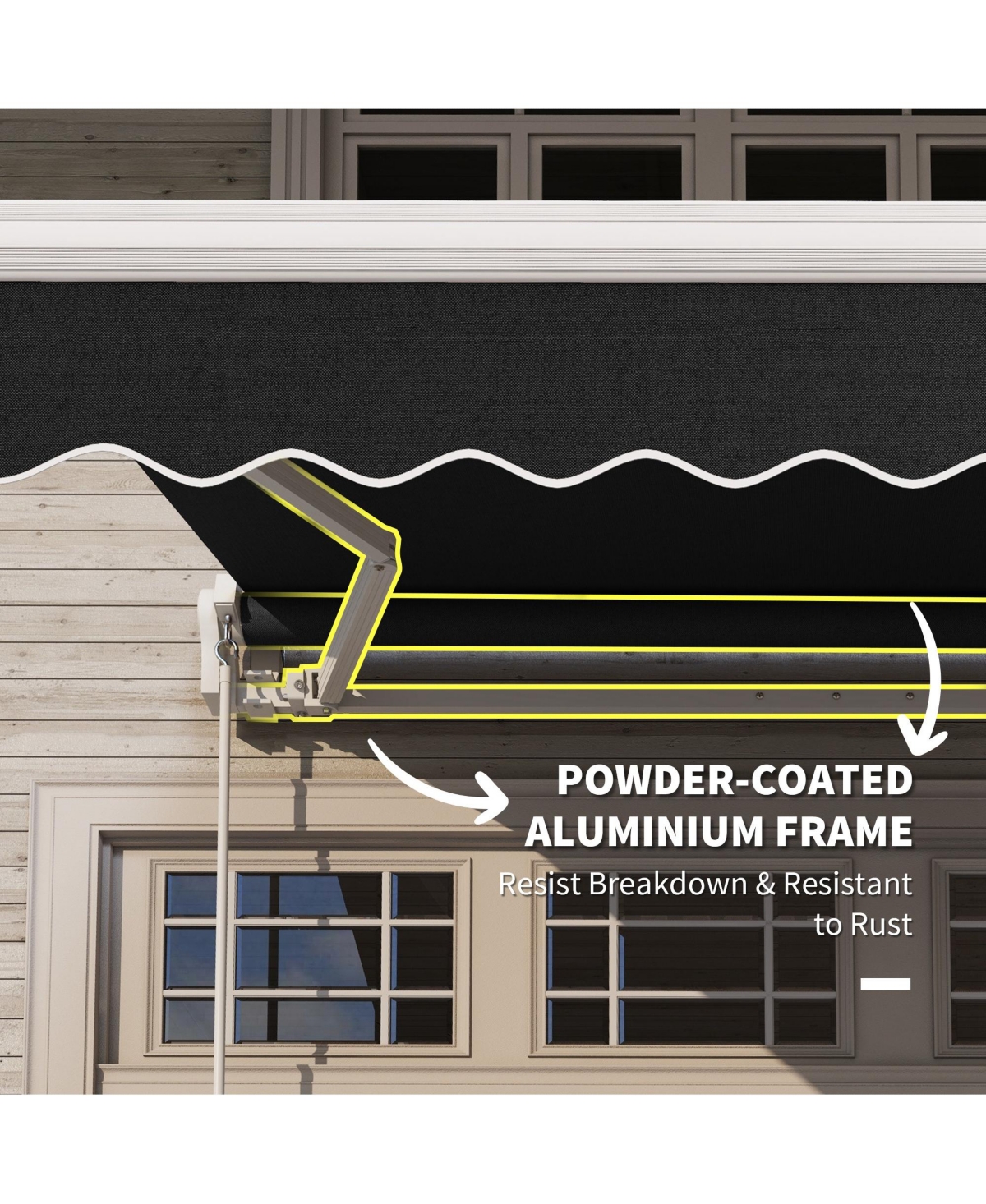 Outsunny 8' x 6.6' Patio Retractable Awning, Manual Sun Shade