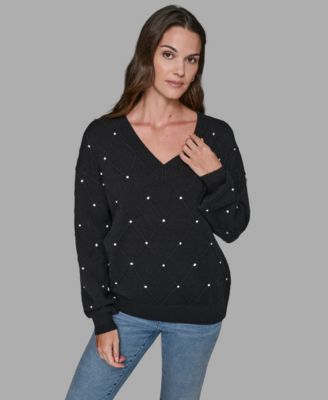 V-Neck Diamond Pattern Sweater