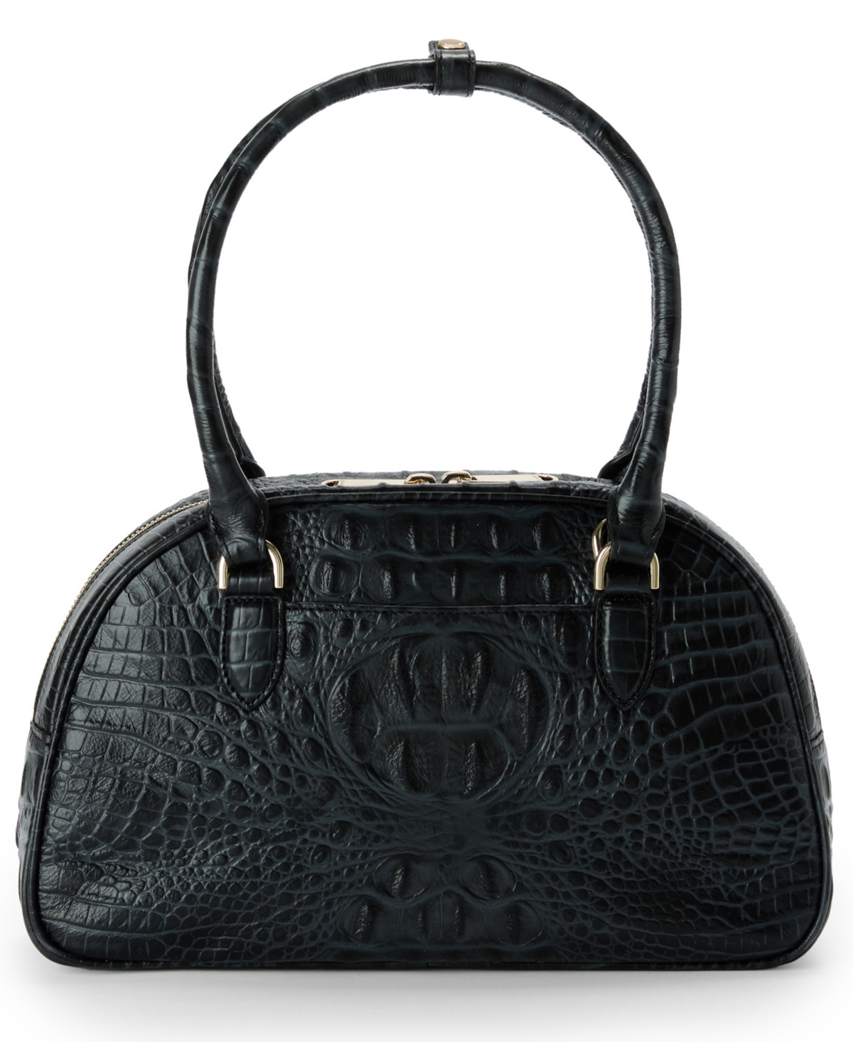 Brahmin Angie Alden Road Leather Medium Satchel Bag In Black
