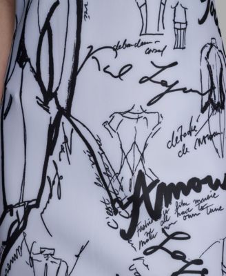 Women's Printed Paris Print Mock Neck Scuba Sheath Dress