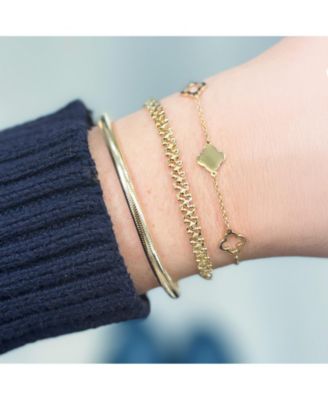 Mini Gold Alternating Open Clover Bracelet 14K Gold