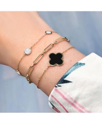 Mother of Pearl Bubble Chain Bracelet 14K Gold