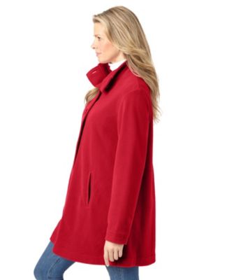 Plus Size Fleece Swing Funnel-Neck Coat