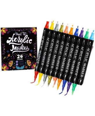 24-Color Double-Headed Acrylic Marker Pen Set, Waterproof, Non-Fading, for Art, Graffiti & Non-Transparent Paper