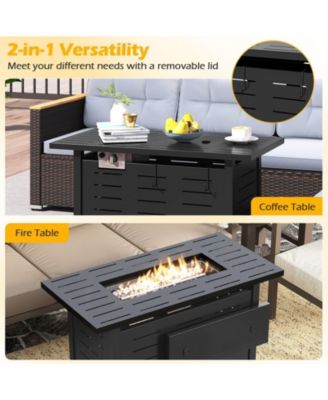 40 Inch Outdoor Propane Fire Pit Rectangle Gas Fire Table with Lava Rocks.