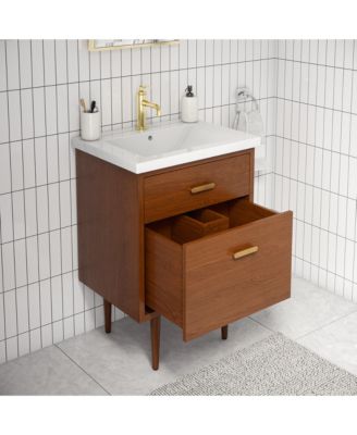 24.5&amp;#x22; Solid Wood Bath Vanity with White Ceramic Top and Single Sink