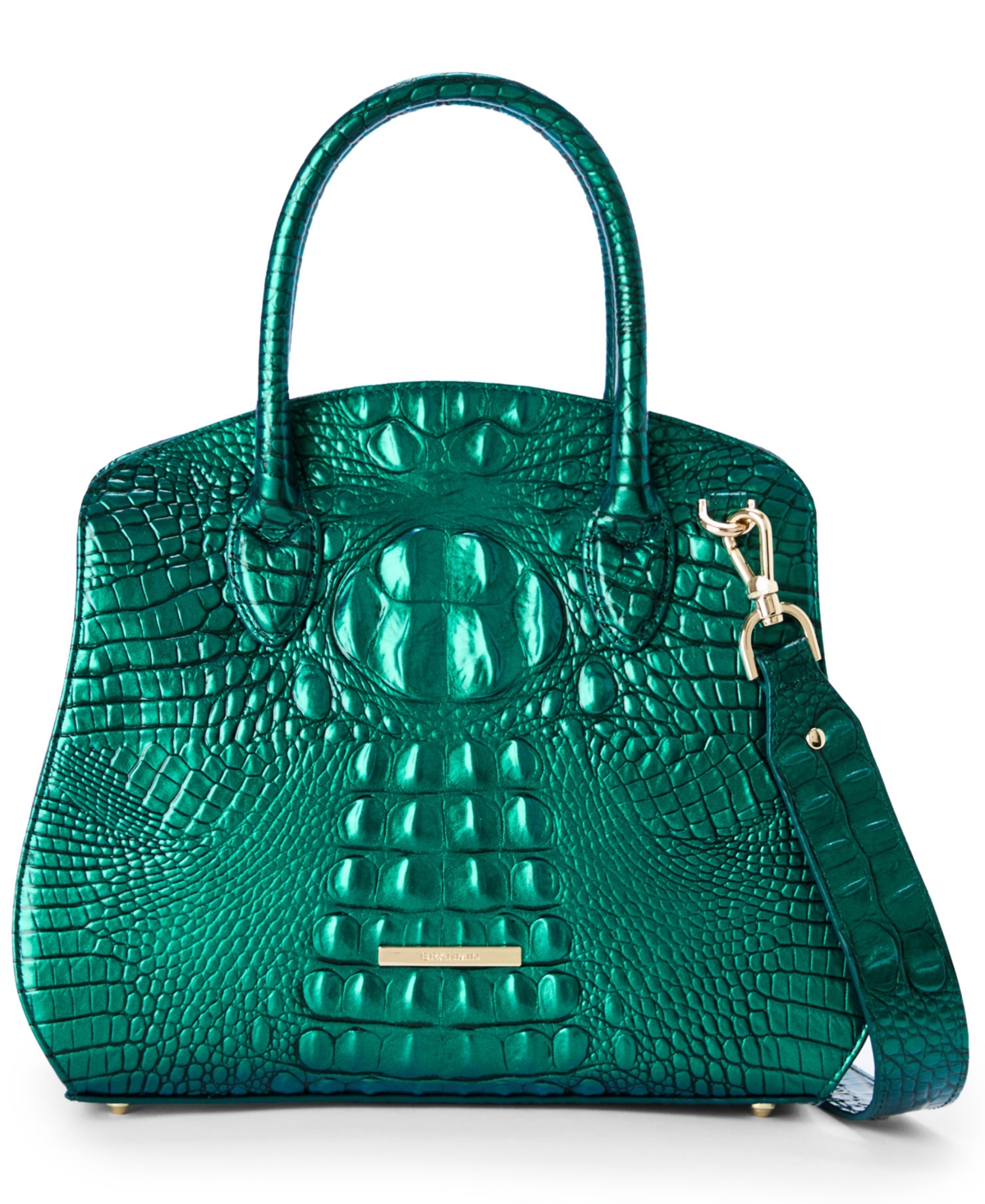 Brahmin Rosetta Melbourne Medium Leather Satchel Bag In Green